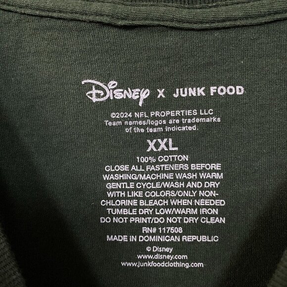 Disney x Junk Food NFL Green Bay Packers Mickey Mouse Kick Back Green Shirt 2XL - Picture 4 of 4